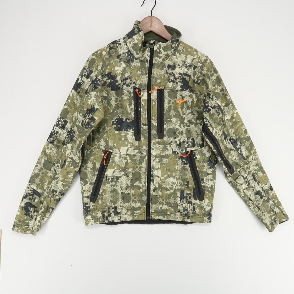 Plythal Pre Rut Jacket Mens Small Digital Camo Softshell Hunting Pit Zip Pockets